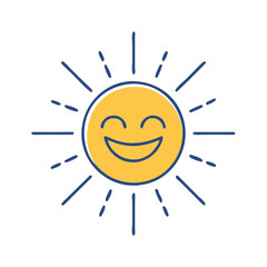 Happy sun sunshine summer sunlight bright yellow sunny weather vector illustration graphic design