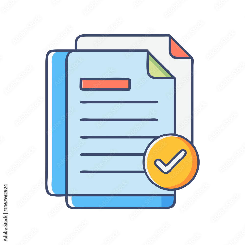 Poster document checklist icon for task management and to do list application and project planning