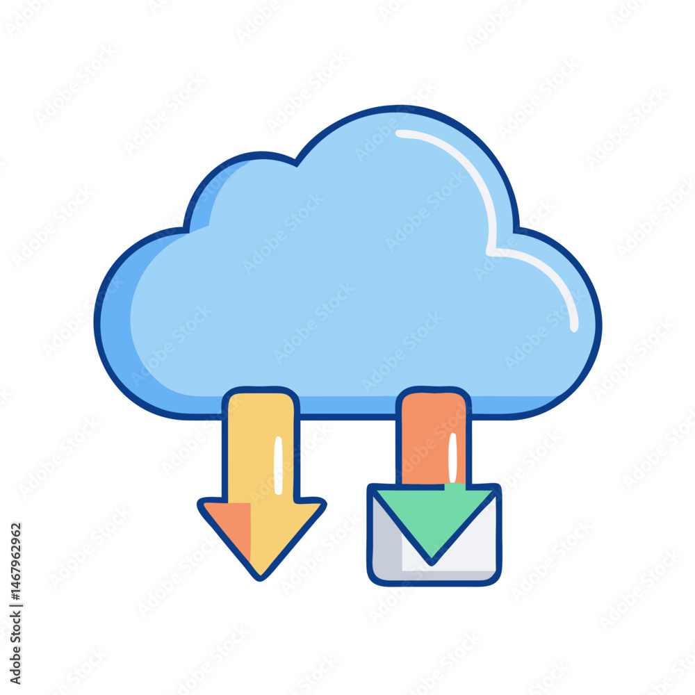 Poster cloud computing data transfer download upload email vector illustration concept for web design