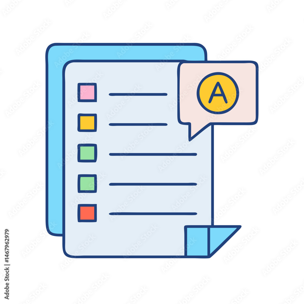 Poster checklist task list to do list planning project management with speech bubble and letter a