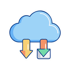 Cloud computing data transfer download upload email vector illustration concept for web design