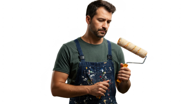 Painter with paint roller