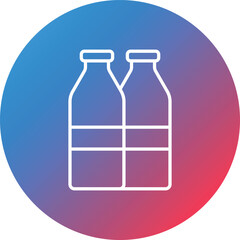 Milk Bottles Line Gradient Circle Background Icon