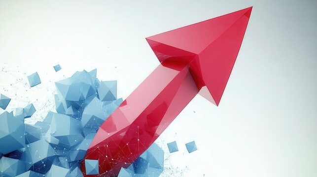 Ascending arrow breaking through obstacles symbol progress success and achievement with upward direction strategy and growth concept