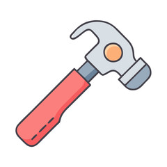 Illustration of a claw hammer tool for construction woodworking and home improvement projects
