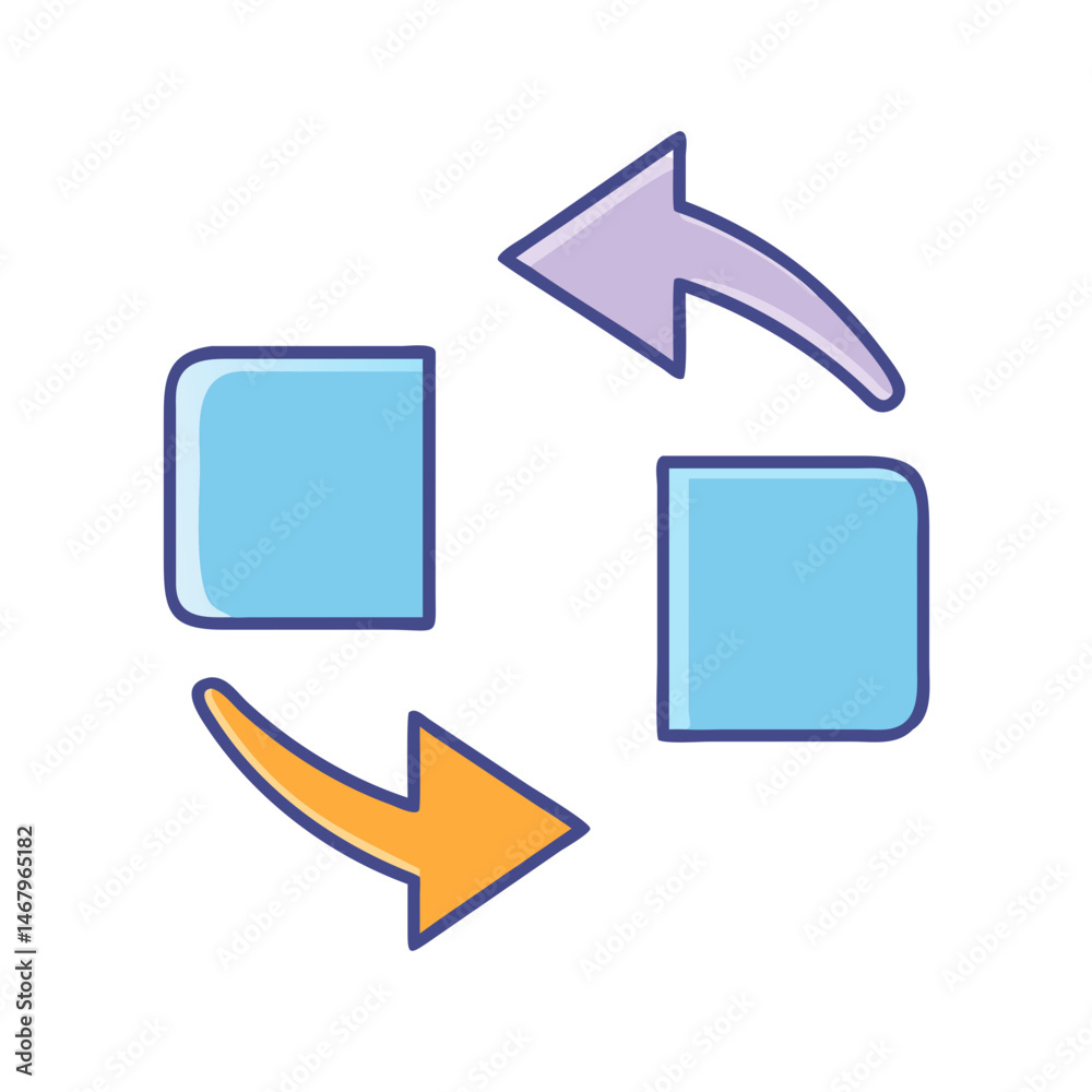 Poster cycle process diagram with arrow flow chart for workflow and data exchange illustration design