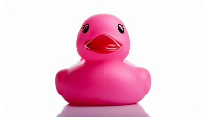 single pink rubber duck on white