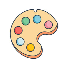 Illustration of a colorful artist paint palette with circles for mixing colors for painting