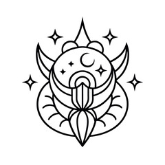 Dark Eternal Night Tattoo Line Art Artwork
