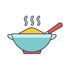 Delicious hot soup bowl with spoon vector illustration for food and restaurant concept design