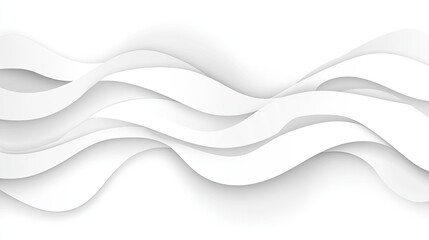 White Waves Abstract Paper Cut Flow with Minimalist Modern Design.