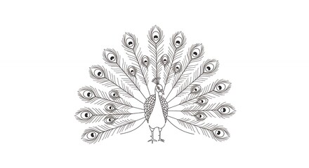 Monochrome peacock illustration