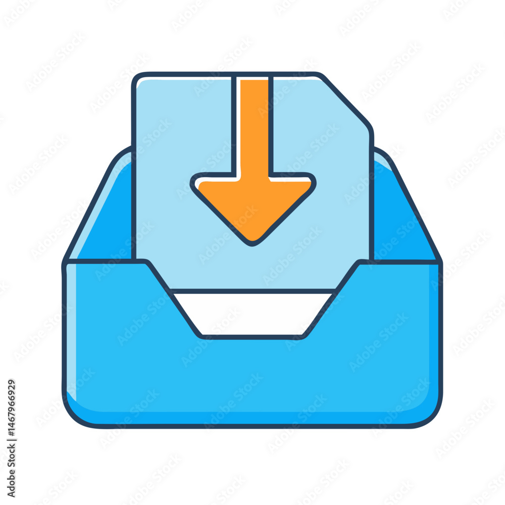 Poster download file to inbox vector illustration concept for data transfer and file management design