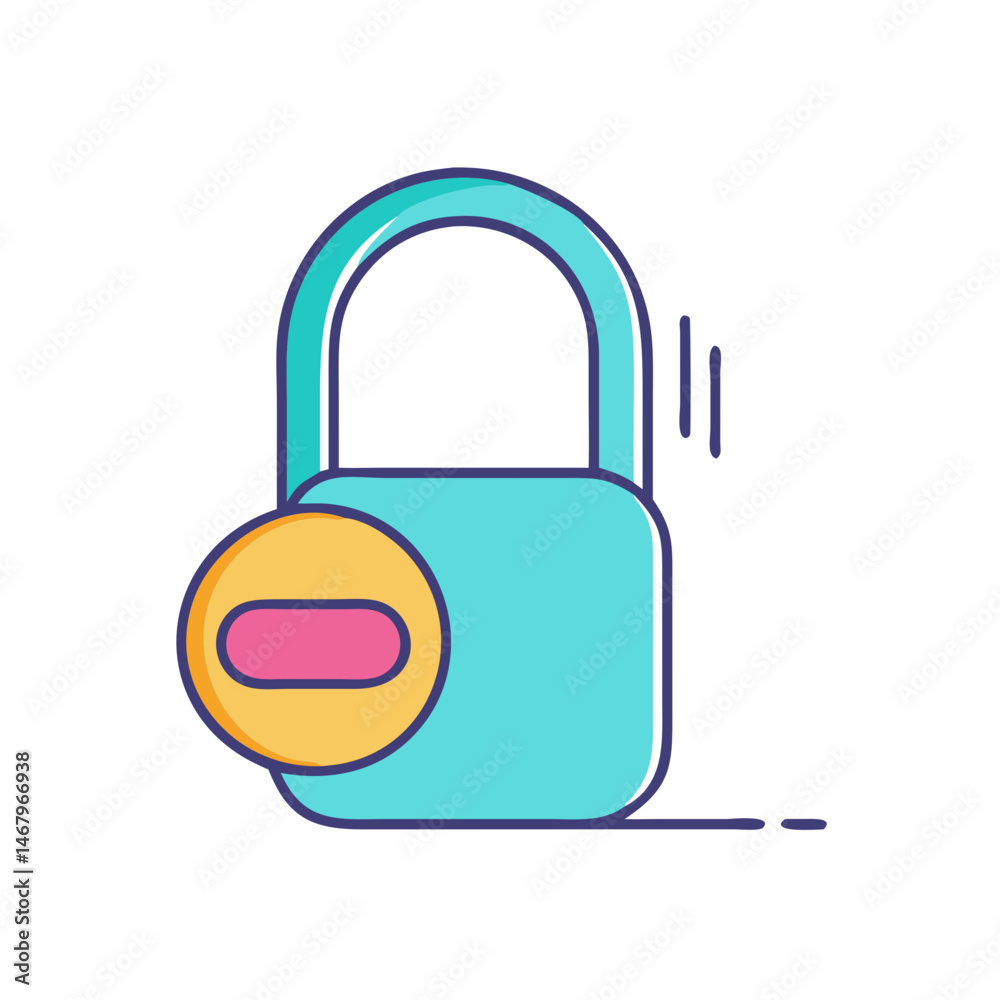 Poster unlocked padlock icon security access control system authorization authentication verification lock 