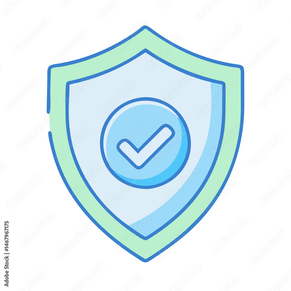 Poster security shield with check mark vector icon for protection and verified symbol design element