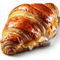 Freshly baked croissant isolated on white background. isolated on white background