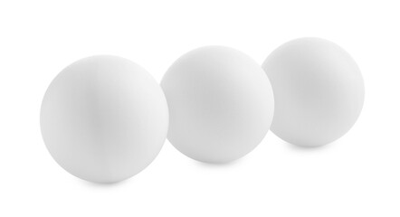 Three ping pong balls isolated on white