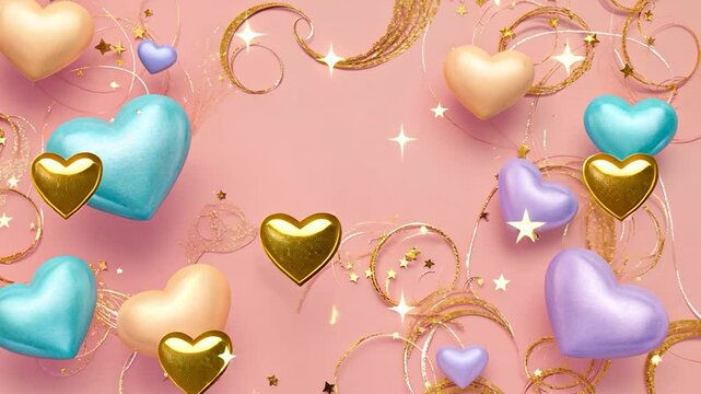 Romantic red hearts and colorful balloons create a seamless love and celebration pattern design