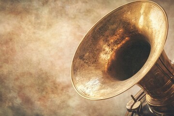 A close-up of an aged brass instrument, evoking nostalgia and musical heritage.