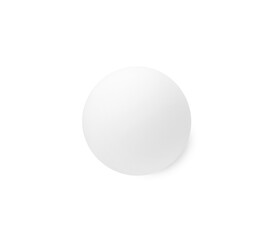One ping pong ball isolated on white, top view