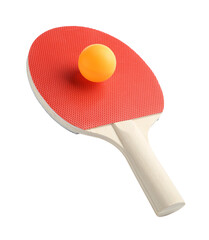 Ping pong racket and ball isolated on white