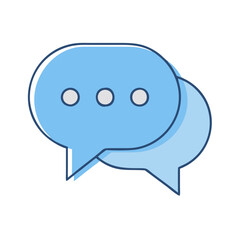 Blue communication bubble speech icon vector illustration for social media and messaging apps