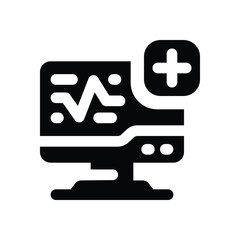 monitor glyph icon. Strong and solid vector icon for websites, mobile interfaces, presentations, and visual branding. High quality and easy to edit.