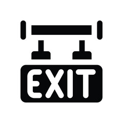 Obraz premium exit glyph icon. Strong and solid vector icon for websites, mobile interfaces, presentations, and visual branding. High quality and easy to edit.