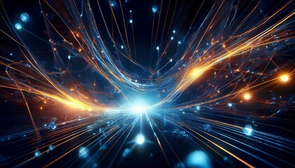 Naklejka premium Visualisierung eines Neutrino-Stroms in dunkler Raumzeit