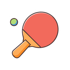 Illustration of ping pong paddle and ball for table tennis game sport equipment vector design