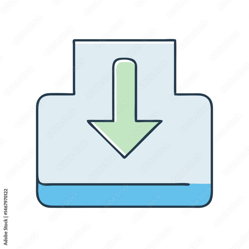 Poster download icon vector illustration for file transfer data storage and application usage design elemen