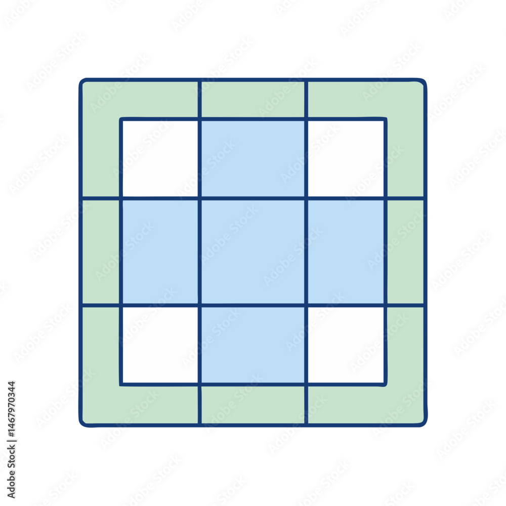 Poster abstract grid pattern design with squares and lines in blue green and white color scheme art