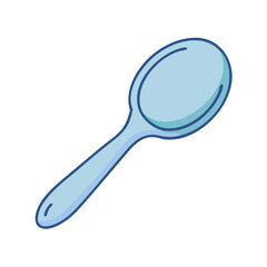 Illustration of a light blue spoon for eating, cooking, kitchenware and food related designs