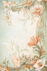 Obraz premium Vintage Art Nouveau Floral Vector Frame for Postcards Invitations and Elegant Background Layouts