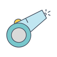 Vector illustration of a blue whistle for sports referee coach and safety equipment blowing sound