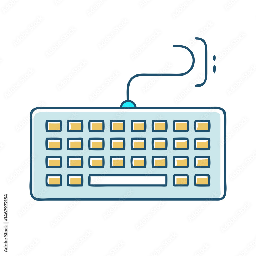 Poster illustration of computer keyboard device input technology typing keys electronic hardware peripheral