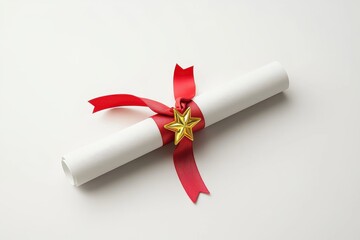 Diploma with red ribbon and star