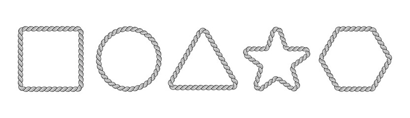 Essential Nautical Rope Shape. Collection of Basic Geometric Frames for Maritime Design Projects