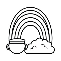 Fototapeta premium a pot of gold at end rainbow color line art vector silhouette