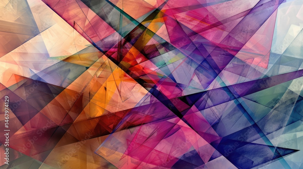 Poster the abstract picture of the colourful geometry polygon multiple triangles repetitive shapes backgrou