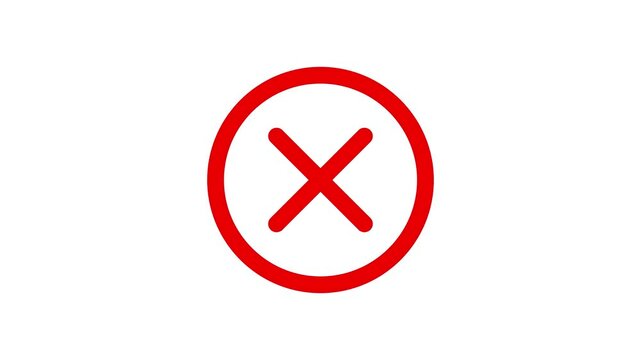Green checkmark and red diagonal cross. Confirmation and refusal. Yes and no symbols. Shape animation. Choice in checklist.