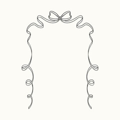 Retro frames made of ribbons and baets. Vector simple hand drawn illustration.