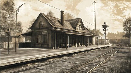 Vintage train station exterior