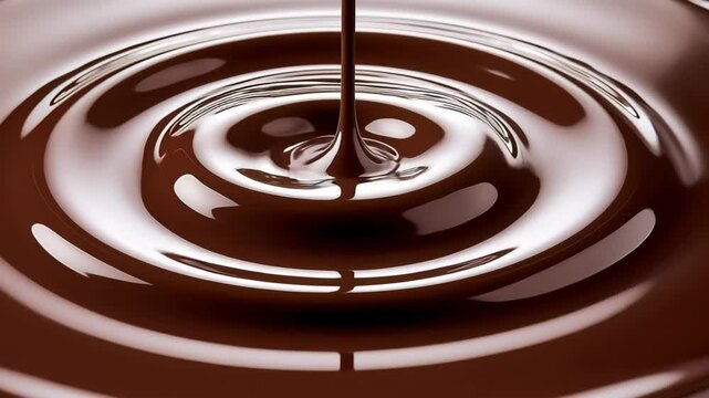 Molten chocolate cascading to form perfect ripples and waves, the symbol of indulgence, sweetness, and temptation