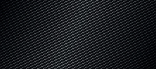 Naklejka premium Panoramic dark carbon fiber texture with highlights - Vector illustration