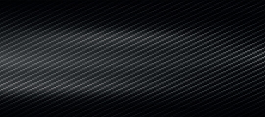 Obraz premium Panoramic dark carbon fiber texture with highlights - Vector illustration