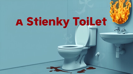 concept of a stinky toilet, conveying the discomfort and unpleasantness associated with a lack of cleanliness in the bathroom.