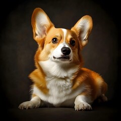 Adorable Pembroke Welsh Corgi Dog Portrait Studio Shot