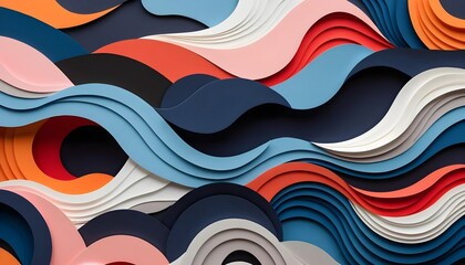 Abstract Colorful Waves Paper Cut Background