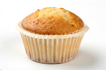 Muffin in a paper muffin cup isolated on white background